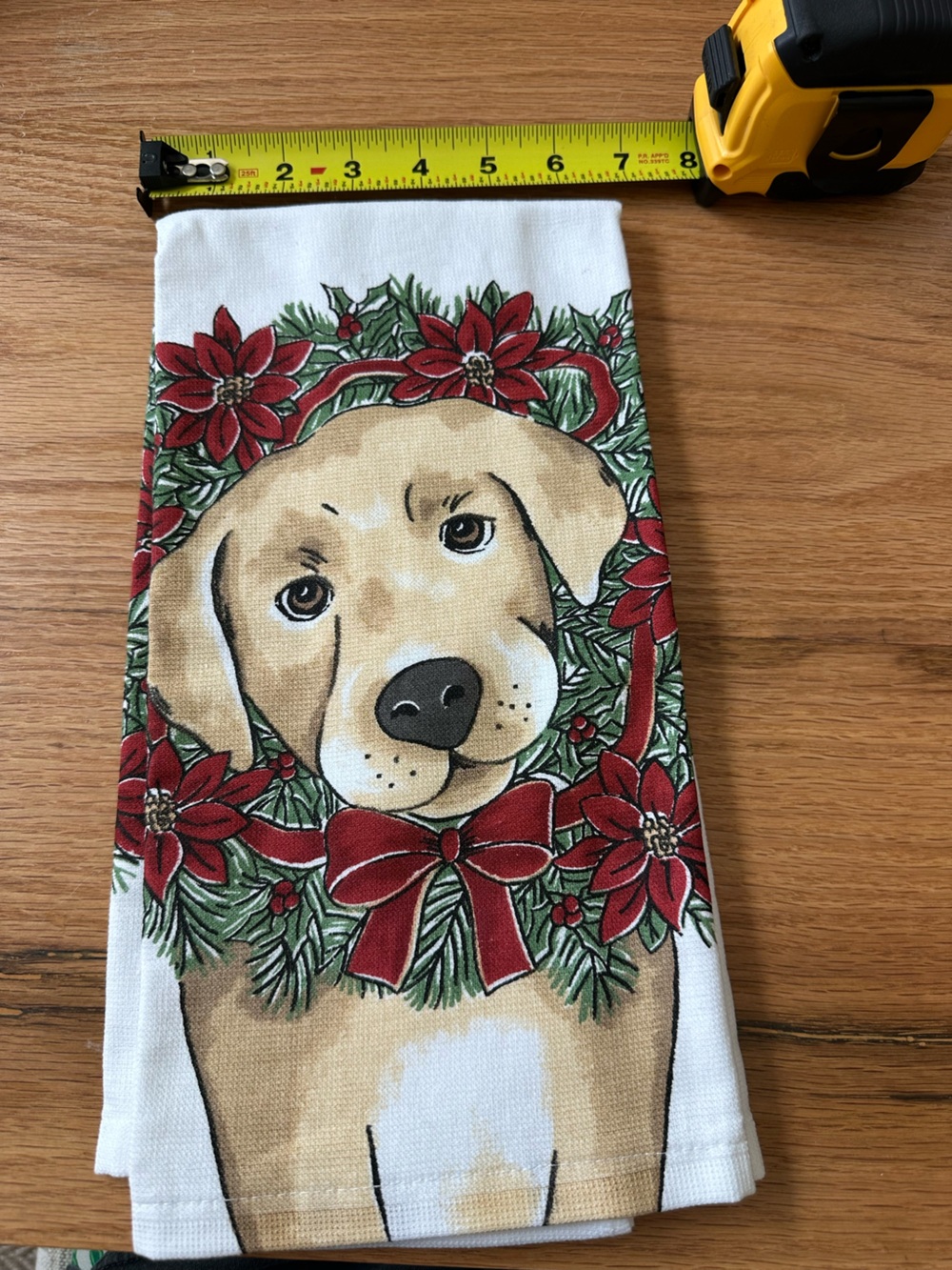 Holiday Labrador Dog Decorative Tea Towel - Red & Green